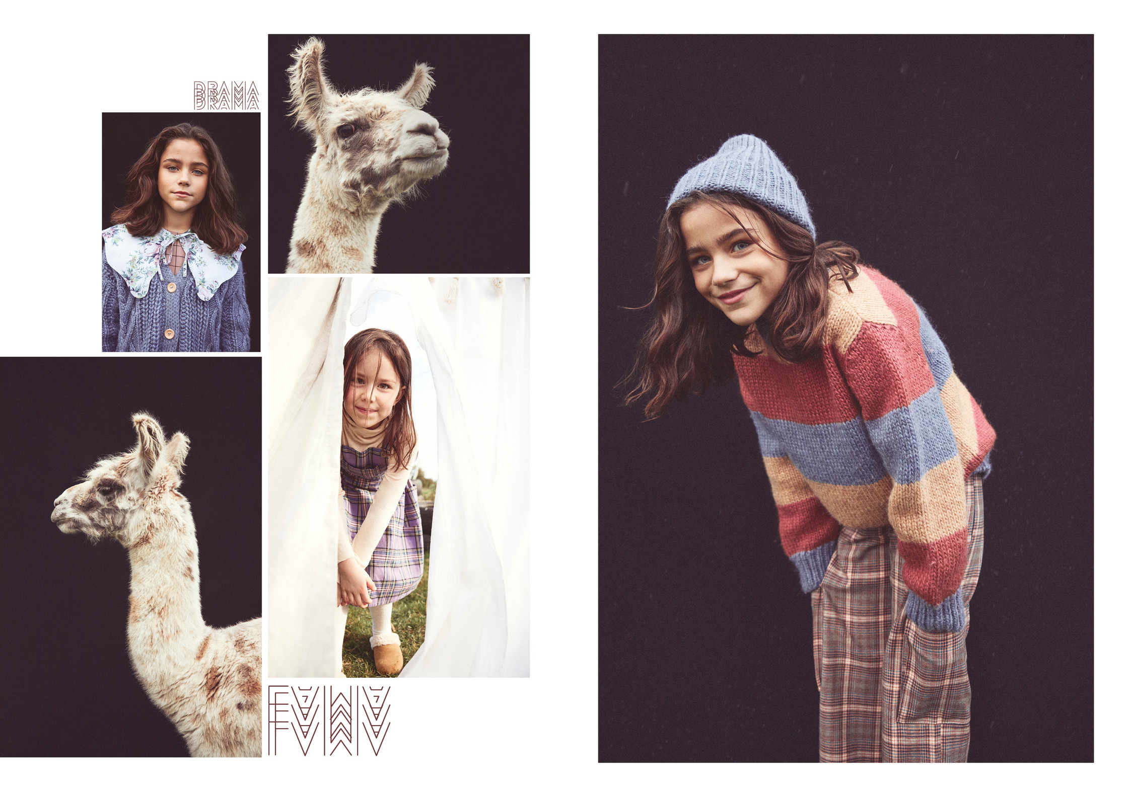 a girl is posing with a llama and a llama