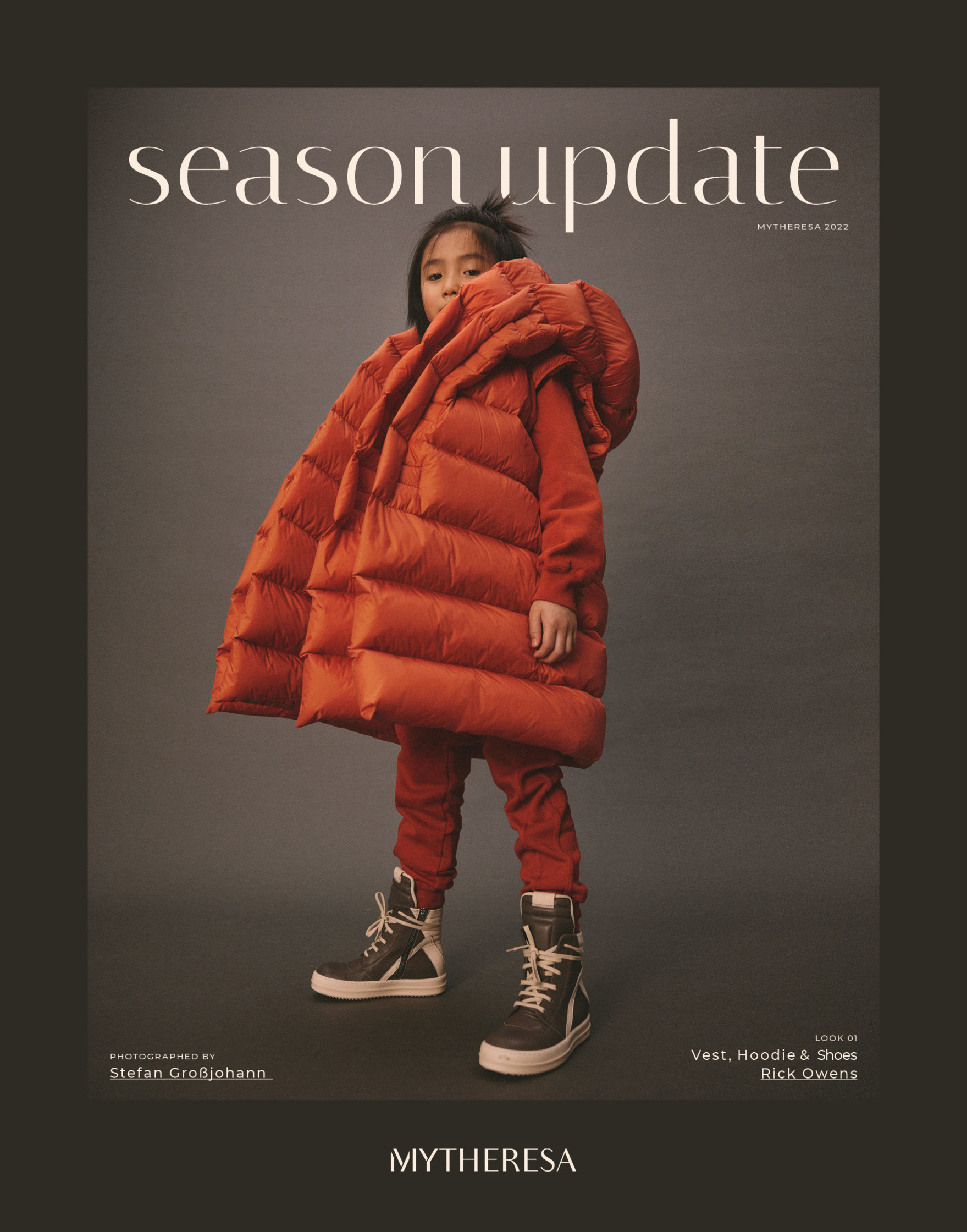 a young boy in an orange puffer jacket on the cover of season update