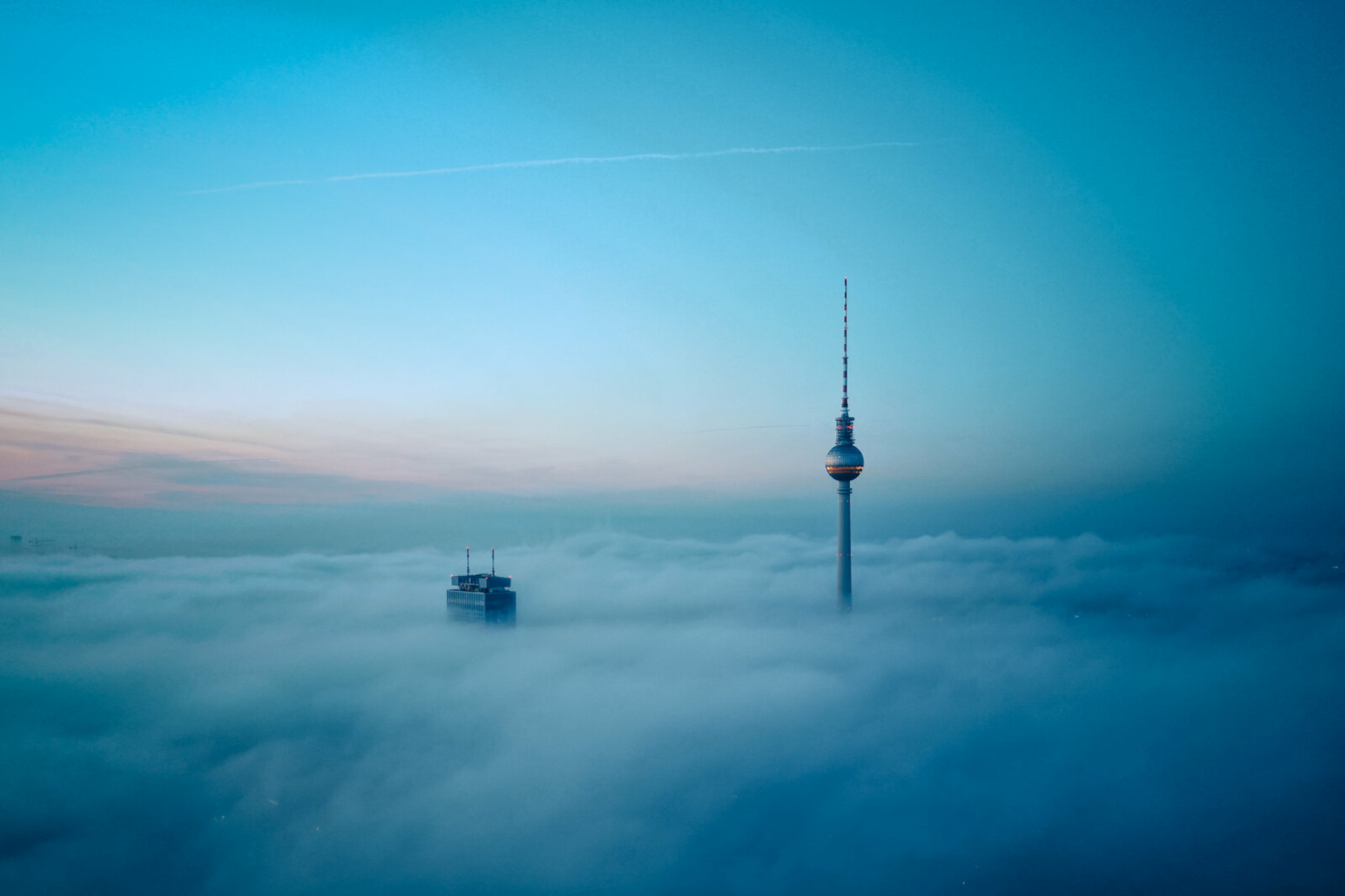 berlin tv tower in the clouds