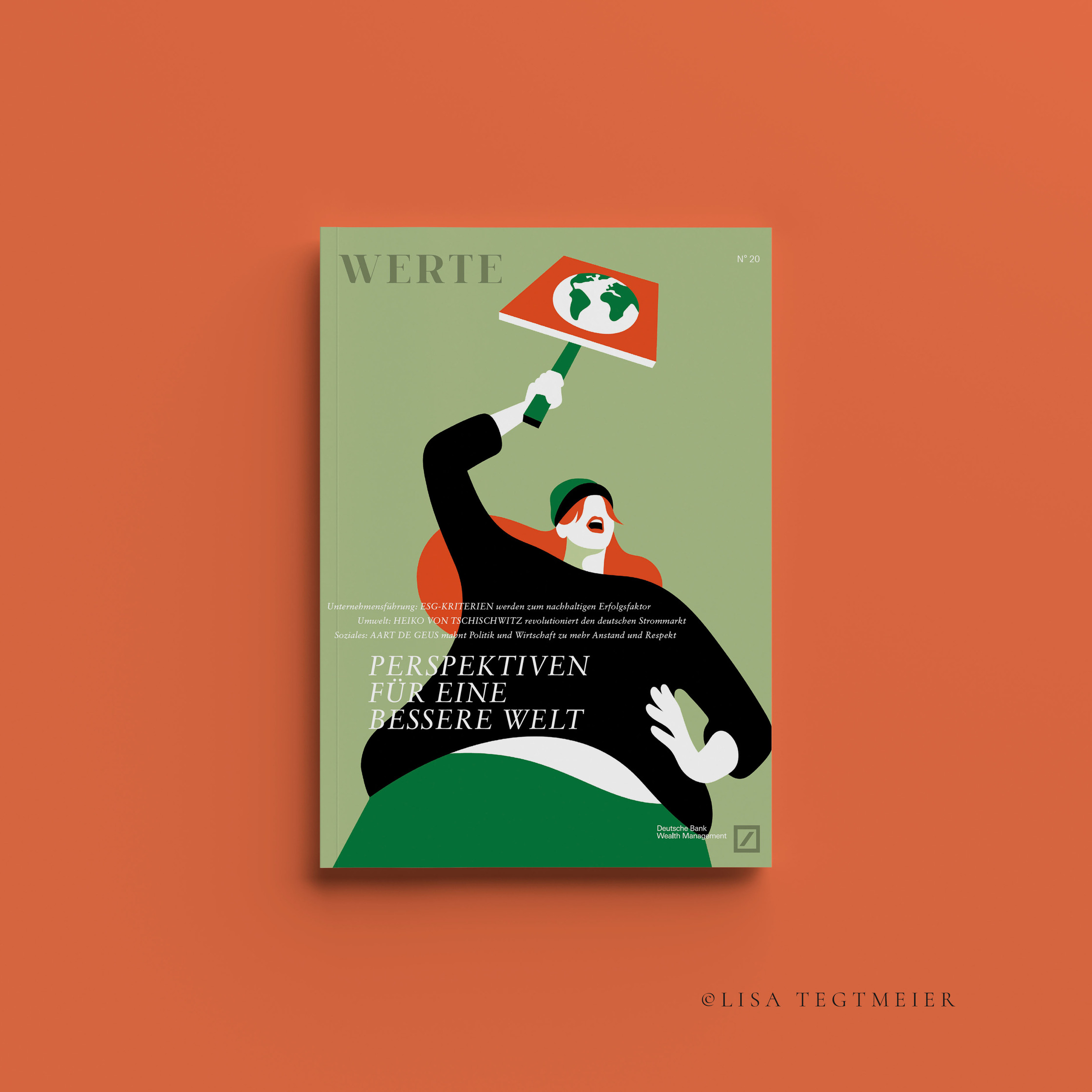magazine cover of werte showing an illustration of a woman demonstrating during fridays for future