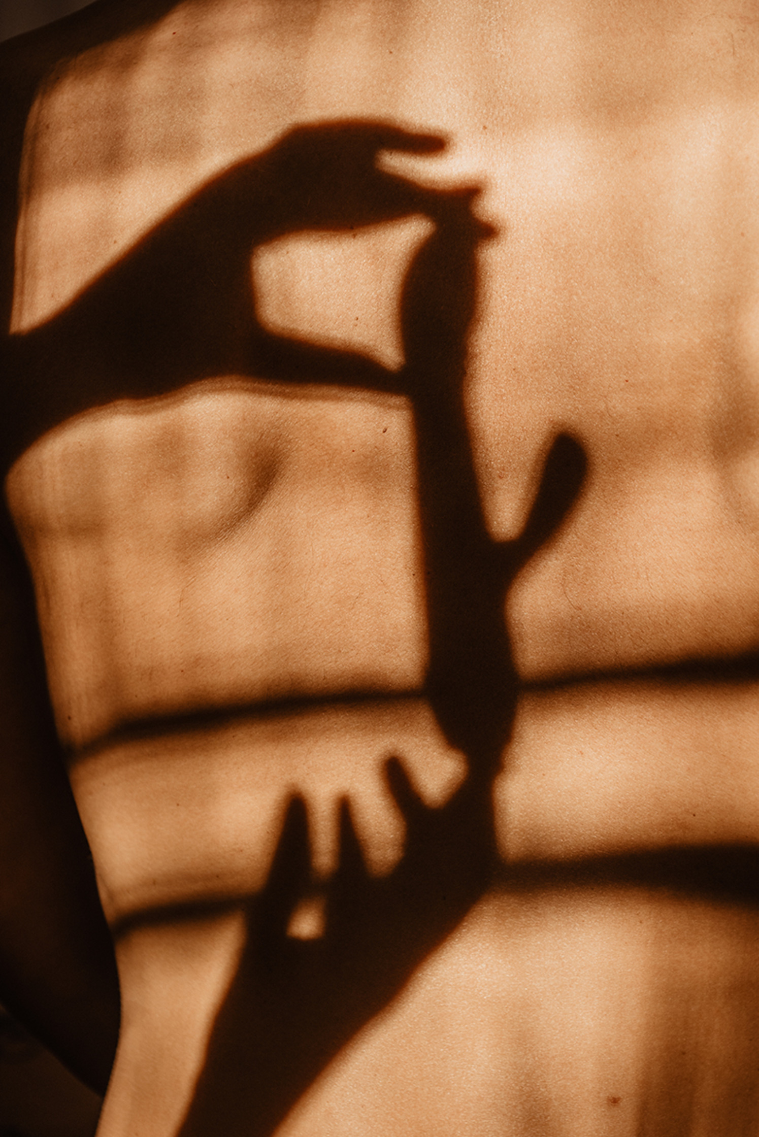 a shadow of a person holding a amorelie vibrator