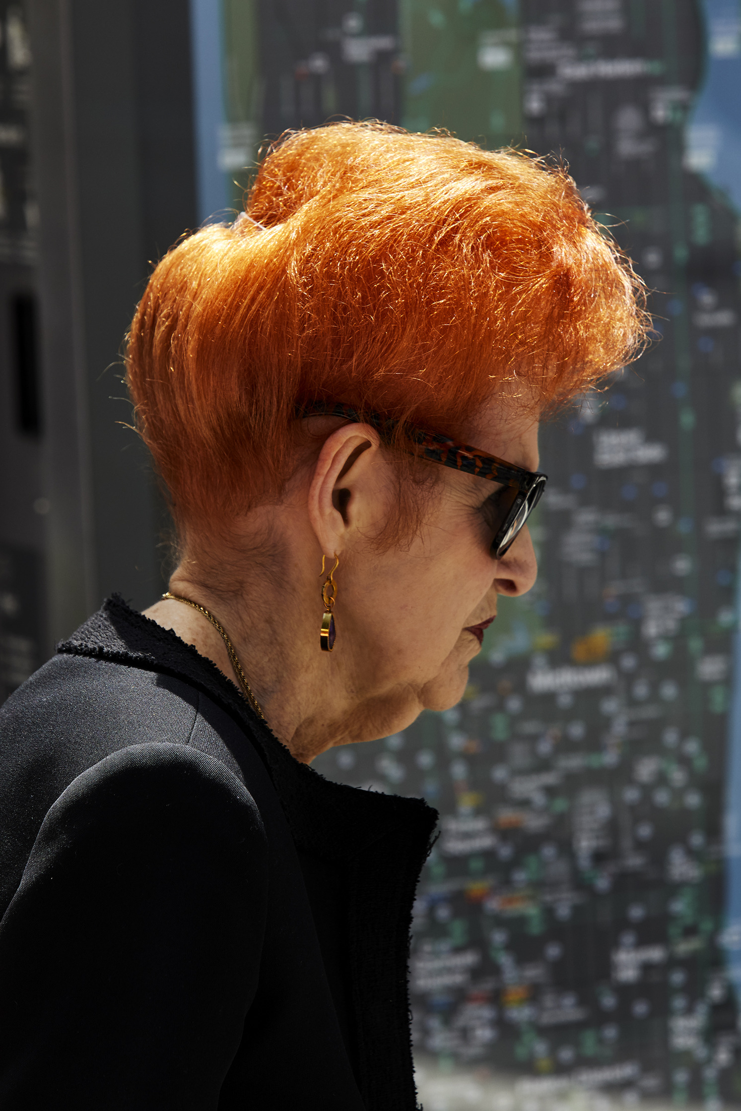a woman with orange hair